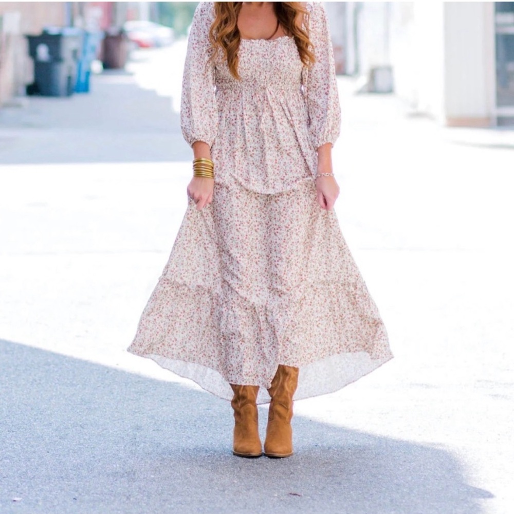 Elegant Floral Long Sleeve Dress